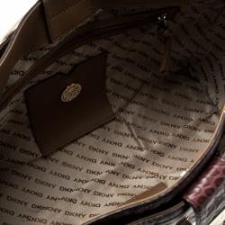 Pre Owned DKNY Dark Red Crocodile Embossed Leather Tote