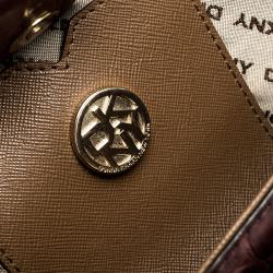 Pre Owned DKNY Dark Red Crocodile Embossed Leather Tote