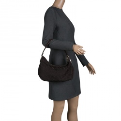 Pre Owned DKNY Brown Signature Canvas and Leather Hobo