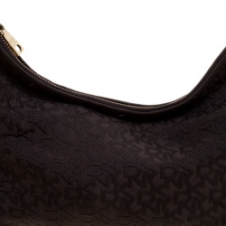 Pre Owned DKNY Brown Signature Canvas and Leather Hobo