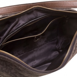 Pre Owned DKNY Brown Signature Canvas and Leather Hobo