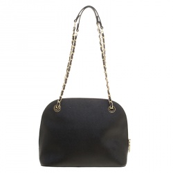 Pre Owned حقيبة دي كي أن واي مستديرة جلد سافيانو سوداء