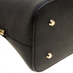 Pre Owned حقيبة دي كي أن واي مستديرة جلد سافيانو سوداء