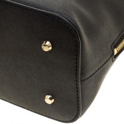 Pre Owned حقيبة دي كي أن واي مستديرة جلد سافيانو سوداء