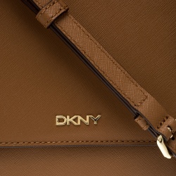 Pre Owned DKNY Light Brown Saffiano Leather Top Handle Flap Shoulder Bag