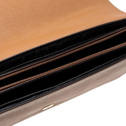 Pre Owned DKNY Light Brown Saffiano Leather Top Handle Flap Shoulder Bag