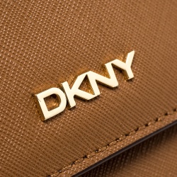 Pre Owned DKNY Light Brown Saffiano Leather Top Handle Flap Shoulder Bag
