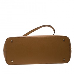 Pre Owned DKNY Camel Leather Medium Bryant Park Double Zip Shopper Tote