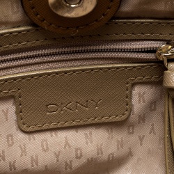 Pre Owned DKNY Camel Leather Medium Bryant Park Double Zip Shopper Tote