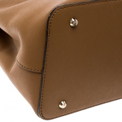 Pre Owned DKNY Camel Leather Medium Bryant Park Double Zip Shopper Tote