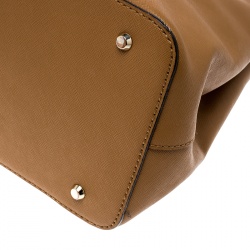 Pre Owned DKNY Camel Leather Medium Bryant Park Double Zip Shopper Tote