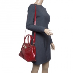 Pre Owned DKNY Red Leather Hudson Double Zip Tote
