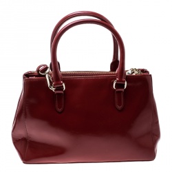 Pre Owned DKNY Red Leather Hudson Double Zip Tote