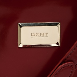 Pre Owned DKNY Red Leather Hudson Double Zip Tote