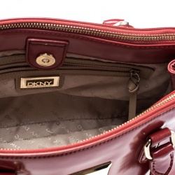 Pre Owned DKNY Red Leather Hudson Double Zip Tote