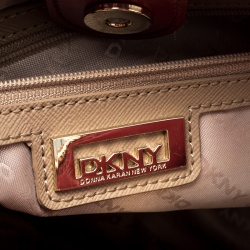 Pre Owned DKNY Red Leather Hudson Double Zip Tote