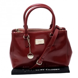 Pre Owned DKNY Red Leather Hudson Double Zip Tote
