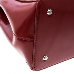 Pre Owned DKNY Red Leather Hudson Double Zip Tote