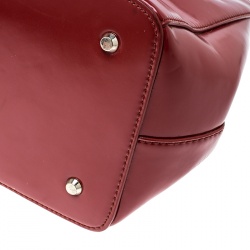 Pre Owned DKNY Red Leather Hudson Double Zip Tote