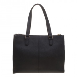 Pre Owned DKNY Black Leather Double Zip Convertible Tote