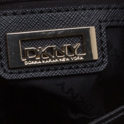 Pre Owned DKNY Black Leather Double Zip Convertible Tote