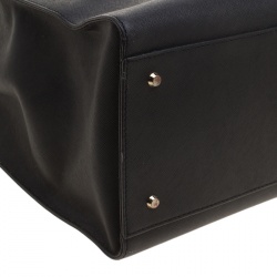 Pre Owned DKNY Black Leather Double Zip Convertible Tote