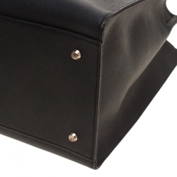 Pre Owned DKNY Black Leather Double Zip Convertible Tote