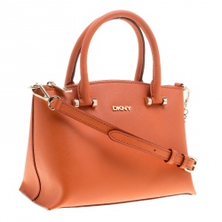 Pre Owned حقيبة يد دي كي أن واي جلد برتقالية