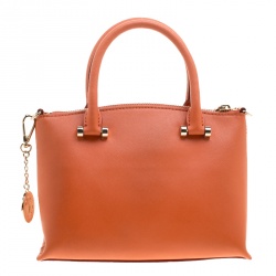 Pre Owned حقيبة يد دي كي أن واي جلد برتقالية