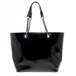 Pre Owned DKNY Black Patent Leather Shopper Tote
