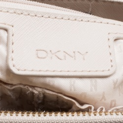 Pre Owned DKNY Light Beige Leather Medium Bryant Park Double Zip Shopper Top Handle Bag