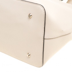 Pre Owned DKNY Light Beige Leather Medium Bryant Park Double Zip Shopper Top Handle Bag