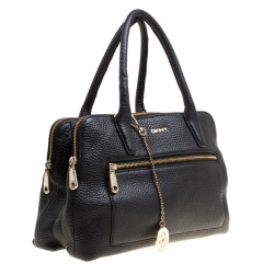 Pre Owned DKNY Black Leather Top Handle Bag