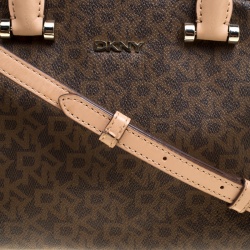 Pre Owned DKNY Brown Signature Coated Canvas and Leather Bryant Park Top Handle Bag