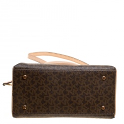 Pre Owned DKNY Brown Signature Coated Canvas and Leather Bryant Park Top Handle Bag