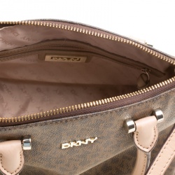 Pre Owned DKNY Brown Signature Coated Canvas and Leather Bryant Park Top Handle Bag