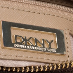 Pre Owned DKNY Brown Signature Coated Canvas and Leather Bryant Park Top Handle Bag