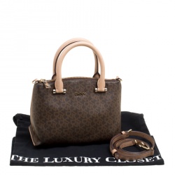 Pre Owned DKNY Brown Signature Coated Canvas and Leather Bryant Park Top Handle Bag