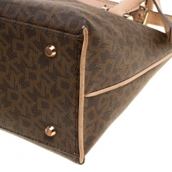 Pre Owned DKNY Brown Signature Coated Canvas and Leather Bryant Park Top Handle Bag