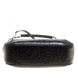 Pre Owned DKNY Black Ostrich Embossed Leather Shoulder Bag