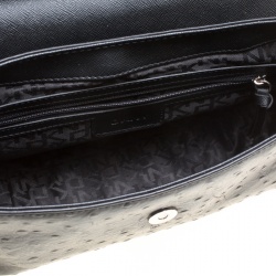 Pre Owned DKNY Black Ostrich Embossed Leather Shoulder Bag