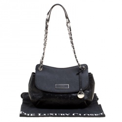 Pre Owned DKNY Black Ostrich Embossed Leather Shoulder Bag