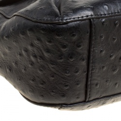 Pre Owned DKNY Black Ostrich Embossed Leather Shoulder Bag