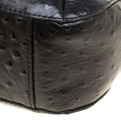 Pre Owned DKNY Black Ostrich Embossed Leather Shoulder Bag