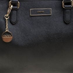 Pre Owned DKNY Black Leather Double Zip Convertible Tote