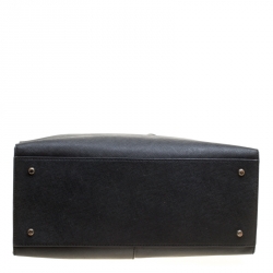 Pre Owned DKNY Black Leather Double Zip Convertible Tote