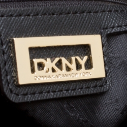 Pre Owned DKNY Black Leather Double Zip Convertible Tote