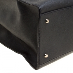 Pre Owned DKNY Black Leather Double Zip Convertible Tote