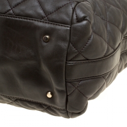 Pre Owned DKNY Military Green Quilted Leather Tote