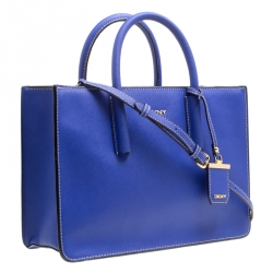 Pre Owned DKNY Blue Leather Top Handle Bag